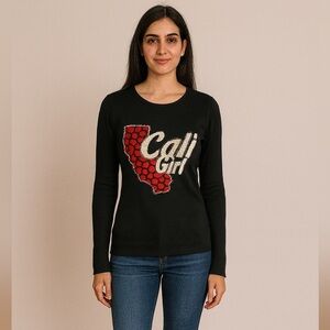 CALI Girl Black Ribbed Sweater Size Large